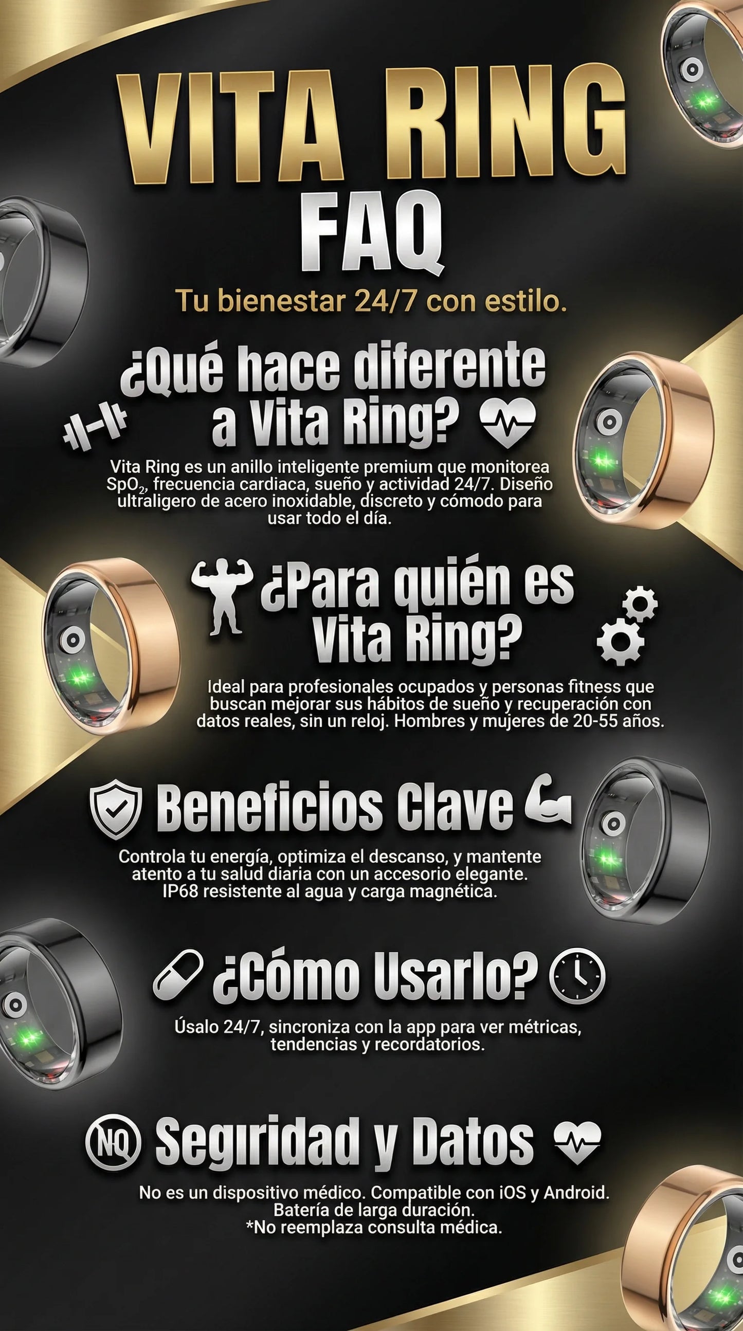 Smart Ring Anillo Inteligente para Monitorea tu Bienestar