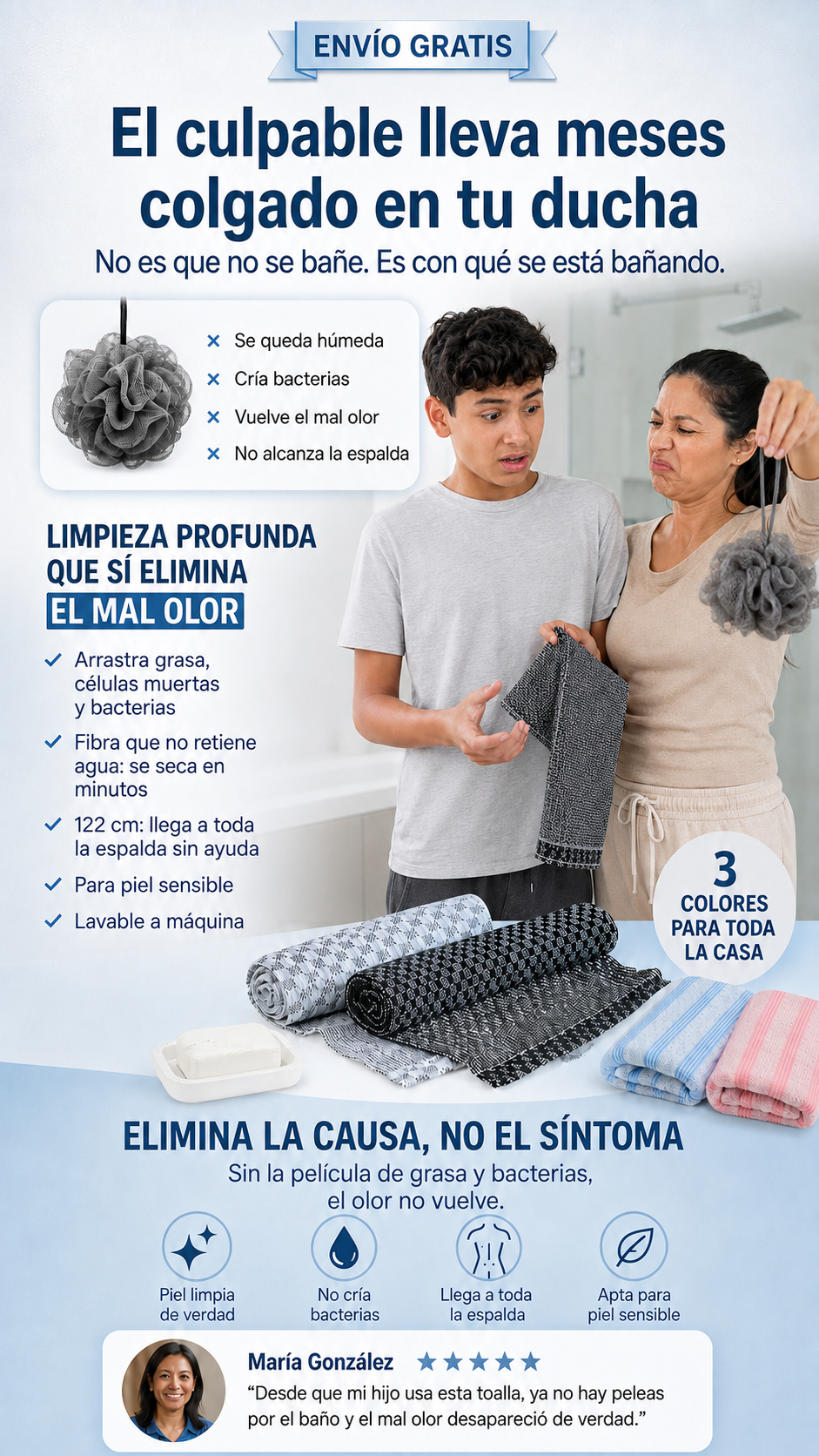Toalla Exfoliante - ¡No mas Bacterias!