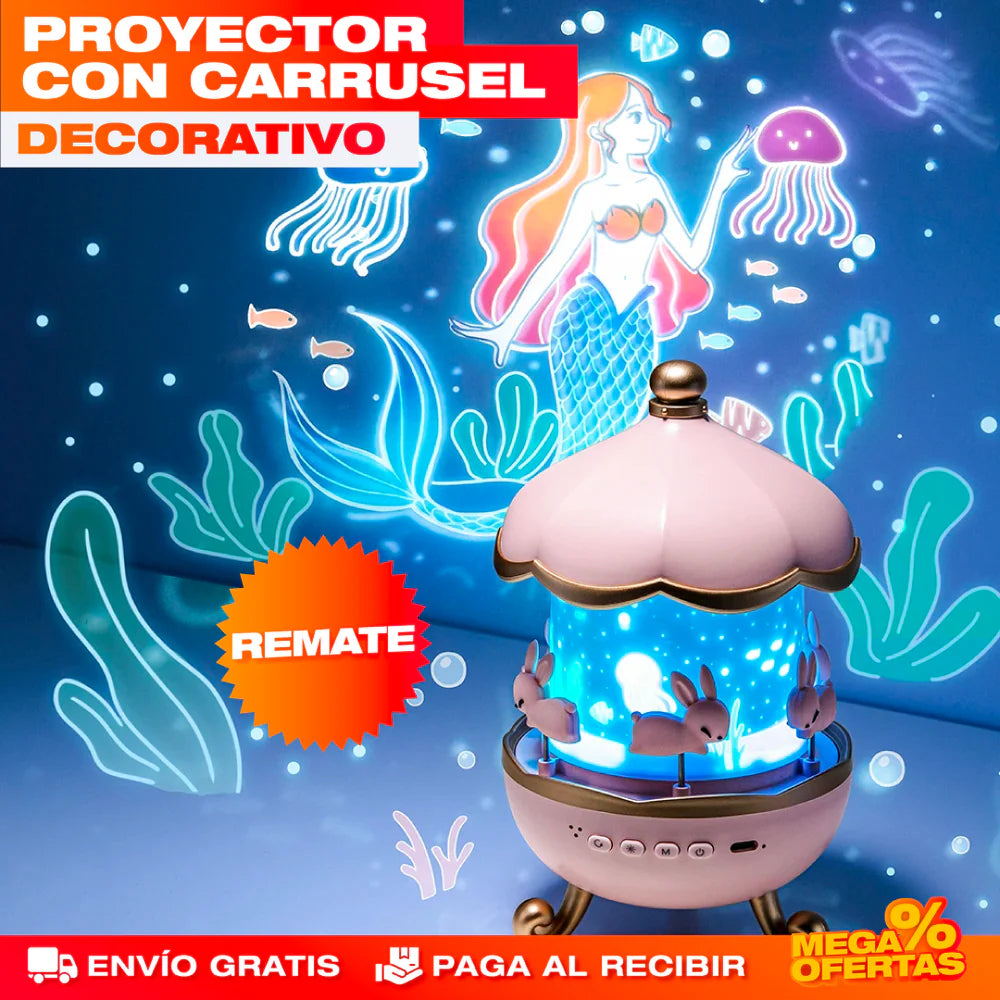 Proyector Carrusel Decorativo - 12 Películas Temáticas